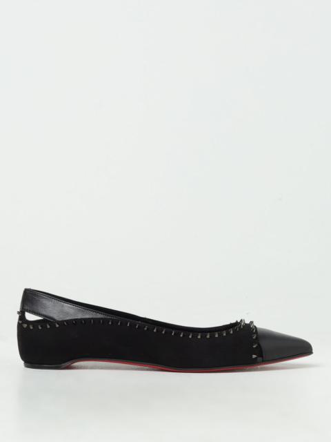 Christian Louboutin Duvettina embellished cutout leather-trimmed suede point-toe flats