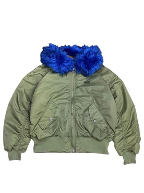Other Designers 🔥GORGEOUS X-GIRL Ice Blue Fur MA-1 Bomber Jacket Vintage