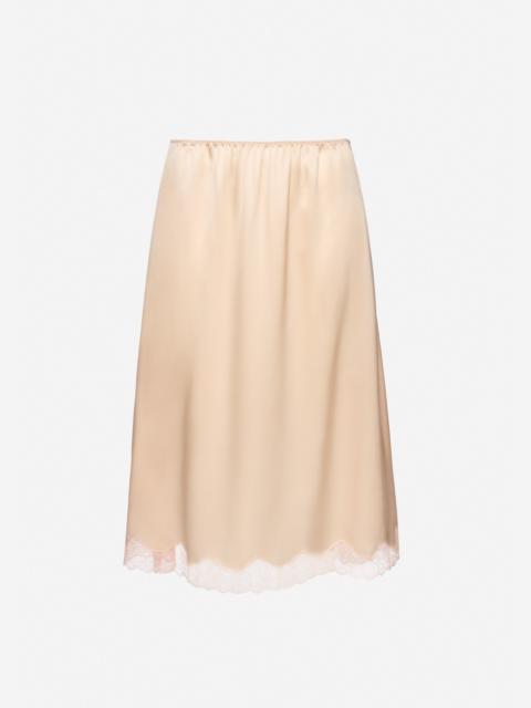 MAGDA BUTRYM Silk lace-trim slip skirt in peach