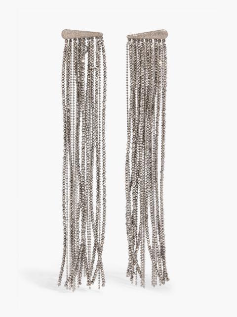 Brunello Cucinelli Fringed beaded silver-tone earrings