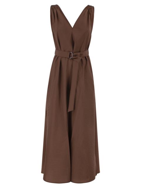 Brunello Cucinelli Brunello Cucinelli Women Techno Cotton Poplin Dress With Belt And Precious Shoulder Detail