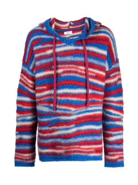 ERL STRIPED INTARSIA-KNIT HOODIE