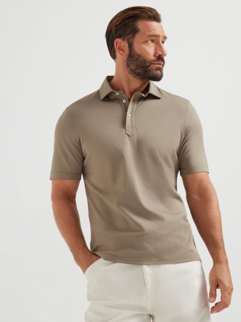 Brunello Cucinelli Cotton jersey polo with shirt-style collar