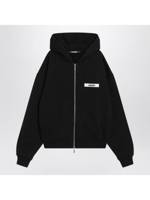 JACQUEMUS Black cotton zip-up hoodie