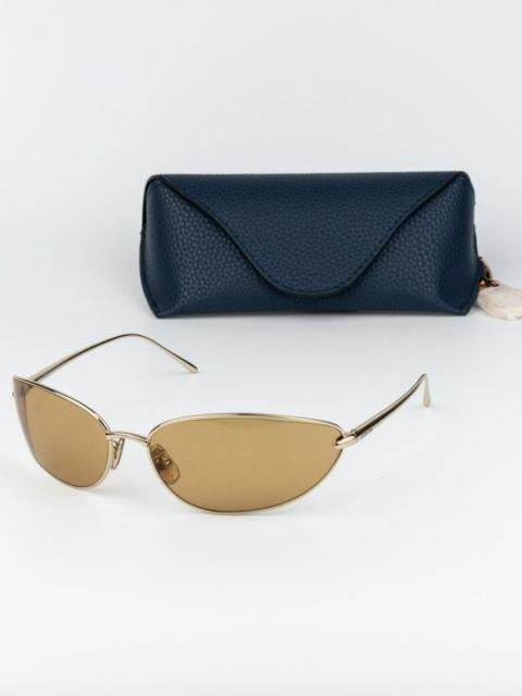 Loewe Loewe Women Sunglasses Gold Brown Wraparound LW40164U 32E NEW AUTHENTIC