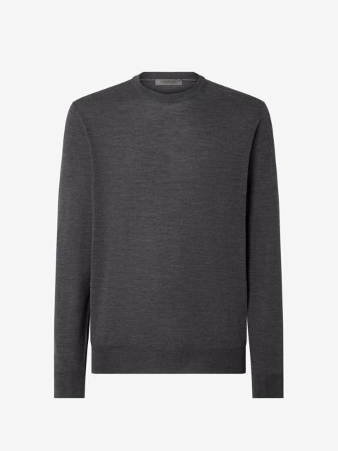 CORNELIANI Melange grey ultra fine 120’s wool crew neck jumper