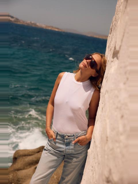 SPRWMN WHITE COTTON MUSCLE TEE