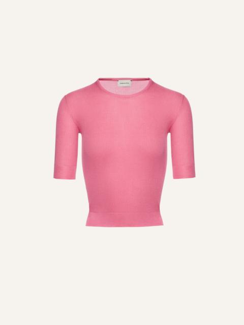 MAGDA BUTRYM Short sleeve silk knit top in pink