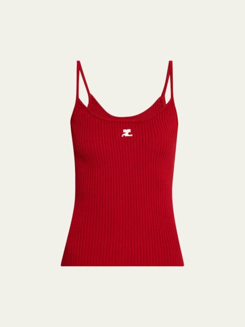 courrèges Logo Ribbed Knit Tank Top