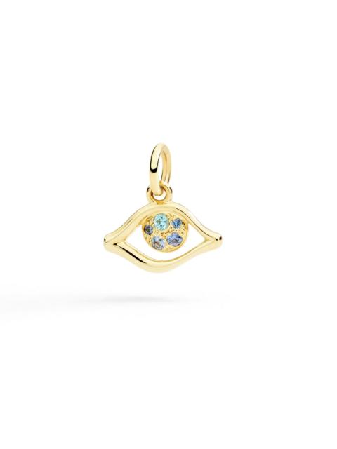 DoDo YELLOW GOLD EYE CHARM, SAPPHIERS & TOPAZ