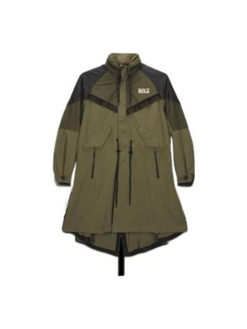 Nike Nike x Sacai Funnel-Neck Oversized-Fit Shell Trench Jacket Medium olive DQ9028-222