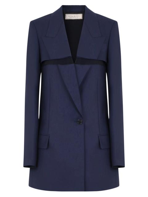NINA RICCI DECONSTRUCTED TAILORED BLAZER NAVY