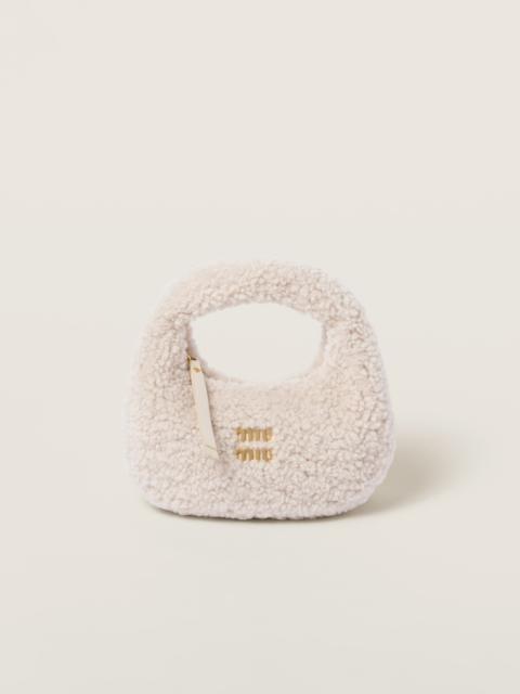 Miu Miu Wander shearling hobo bag with leather details