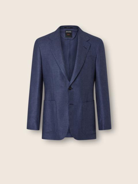ZEGNA BLUE CASHMERE SILK AND LINEN JACKET