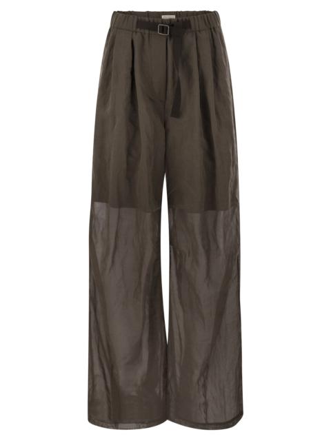 Brunello Cucinelli Ergonomic Loose Cotton Organza Trousers With Belt