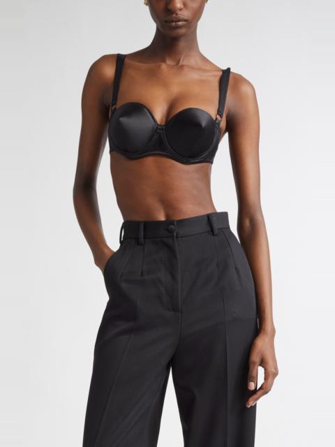 Dolce & Gabbana Dolce&Gabbana Underwire Stretch Silk Satin Balconette Bra in N0000 Nero at Nordstrom