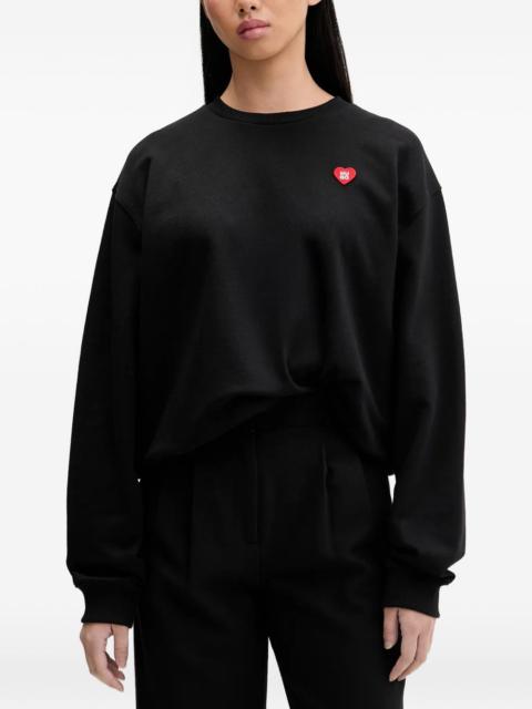 HUGO heart-patch crew-neck sweatshirt