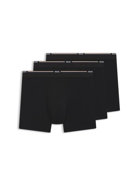 BOSS THREE-PACK OF STRETCH-JERSEY BOXER BRIEFS WITH LOGOS