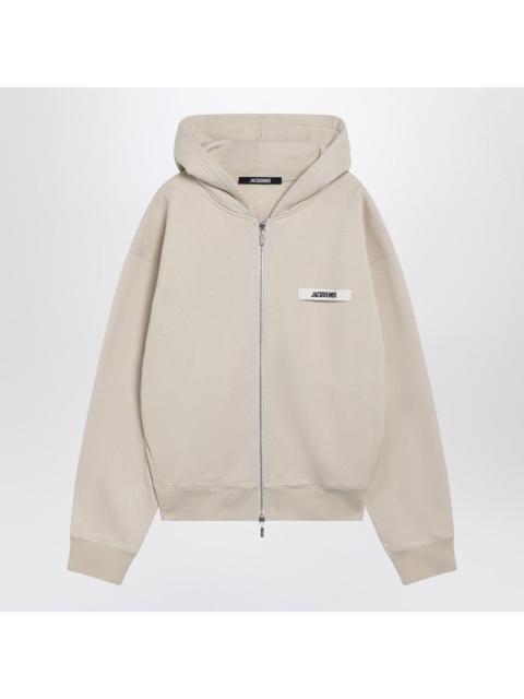 JACQUEMUS Jacquemus Beige Zip-Up Sweatshirt With Grosgrain Logo Men
