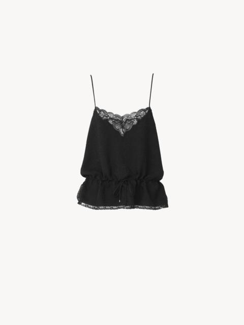 Chloé DRAWSTRING CAMISOLE TOP IN SILK JACQUARD & LACE