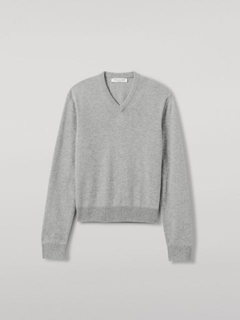 Johnstons of Elgin Classic Cashmere Grey V Neck Jumper