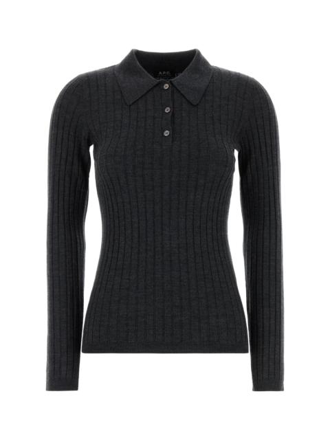 A.P.C. Charcoal wool polo shirt