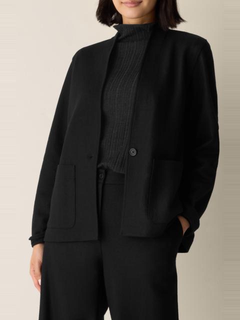 EILEEN FISHER Eileen Fisher High Collar Wool Jersey Jacket in Black at Nordstrom