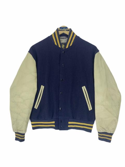 Other Designers Vintage 90s Golden Bear Wool Leather Varsity Jacket