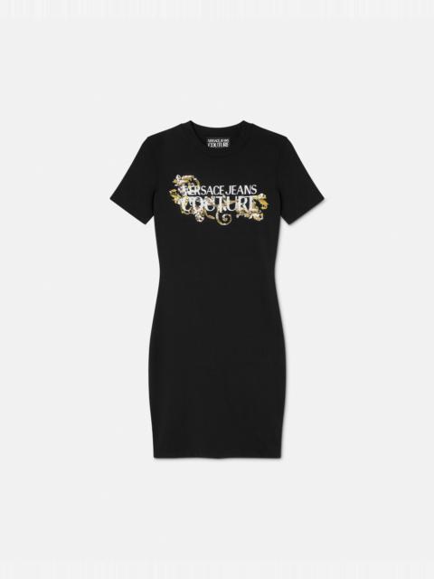 VERSACE JEANS COUTURE Crystal Outline Barocco T-Shirt Dress