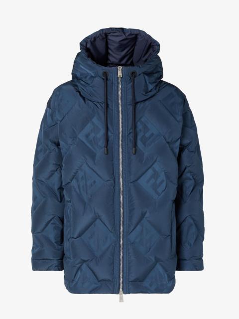 FENDI Puffer jacket Dark blue FF technical fabric down jacket