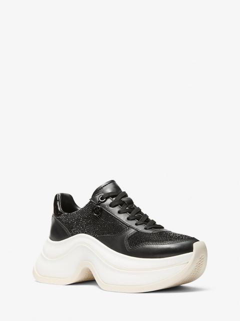 MICHAEL KORS Arla Embellished Leather Trainer