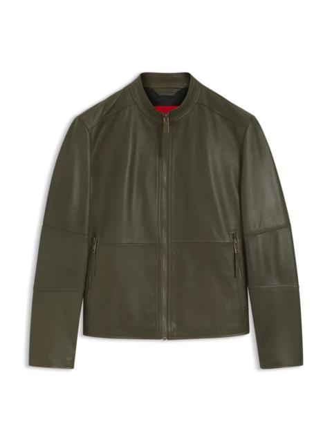 HUGO GRAINED-LEATHER JACKET IN A SLIM FIT
