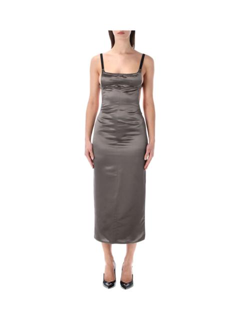 THE ATTICO The Attico Grey Satin Midi Dress