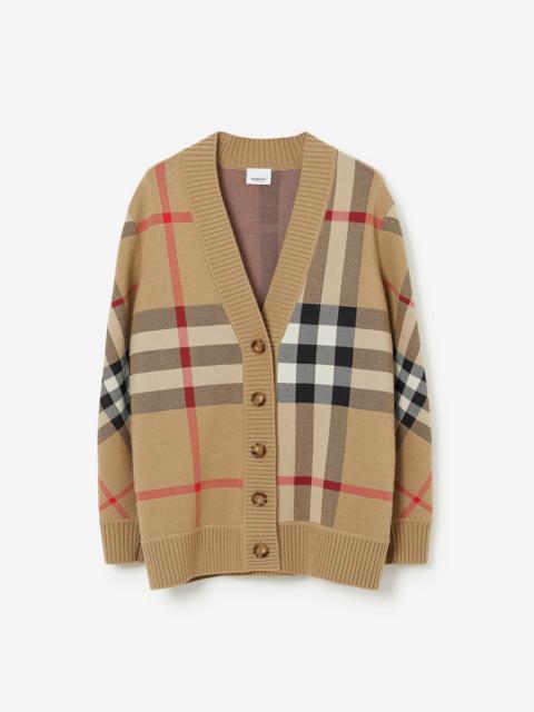 Burberry Check Technical Wool Jacquard Cardigan