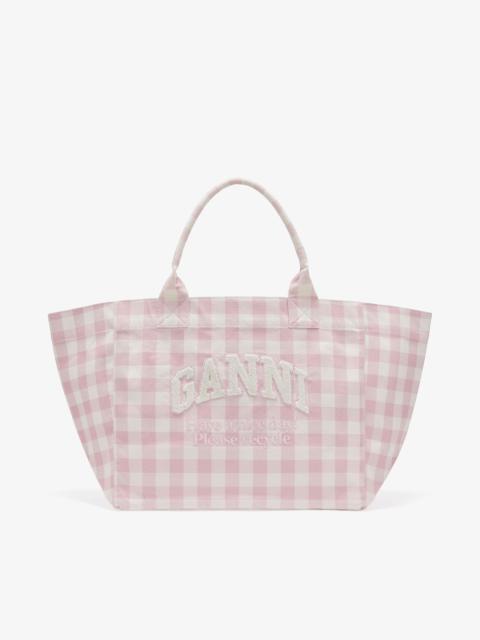 GANNI XXL VICHY CHECK TOTE