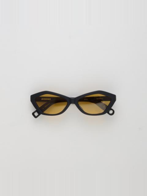 LINDA FARROW Bambino Angular Sunglasses in Matt Black