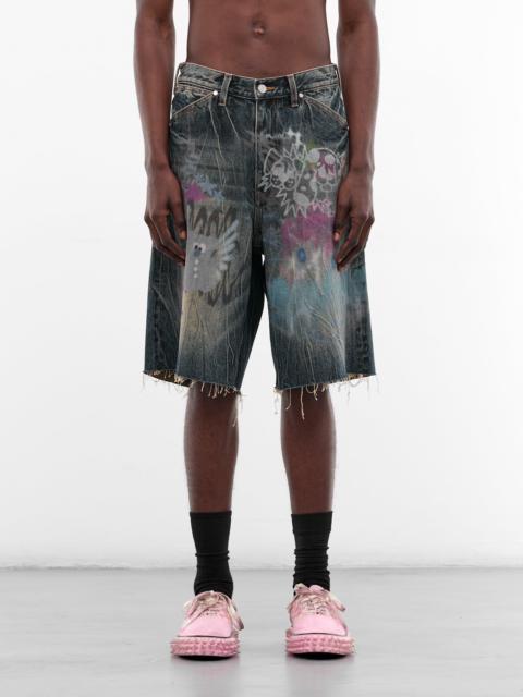 Sankuanz Blue Denim Graffiti Shorts