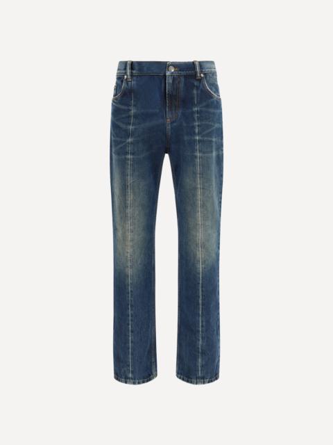 VERSACE Distressed straight-leg Jeans