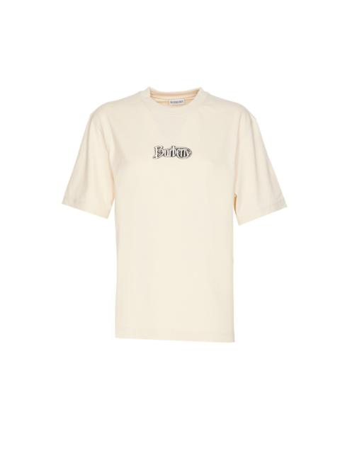 Burberry Women Flocked Logo T-Shirt