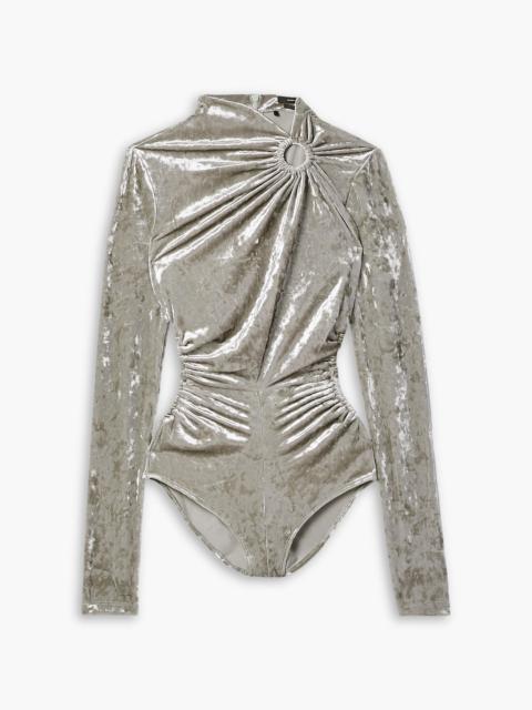 Isabel Marant Goldano cutout gathered crushed-velvet bodysuit