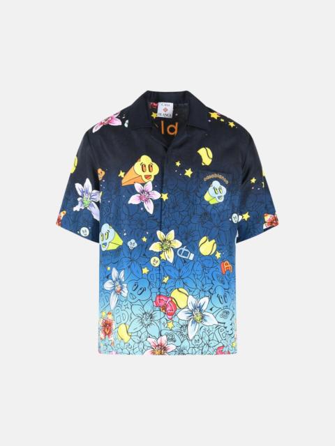 CASABLANCA 'GRAFFITI REPEAT' BLUE SILK SHIRT