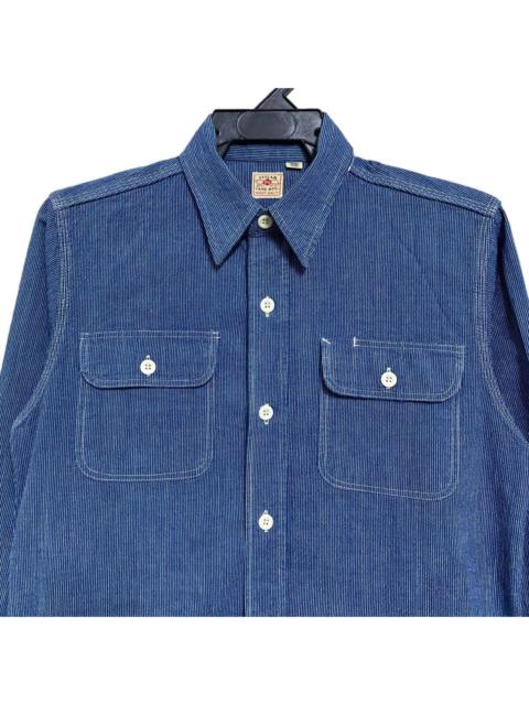 SUGAR CANE Sugar Cane Pinstriped Wabash Indigo Denim Button Up