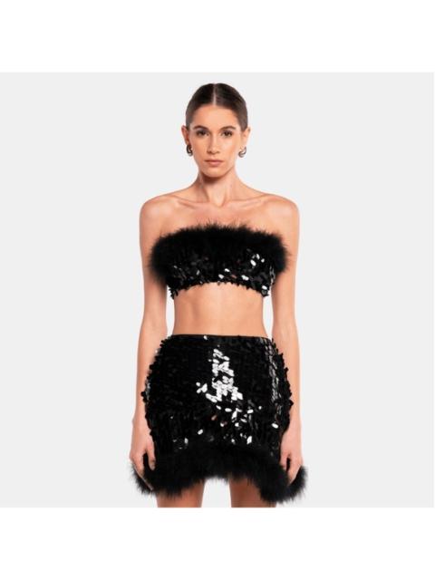 Other Designers NWT OW Collection VIRGO Sequin Feather Top and Skirt Set Sz Medium  $550
