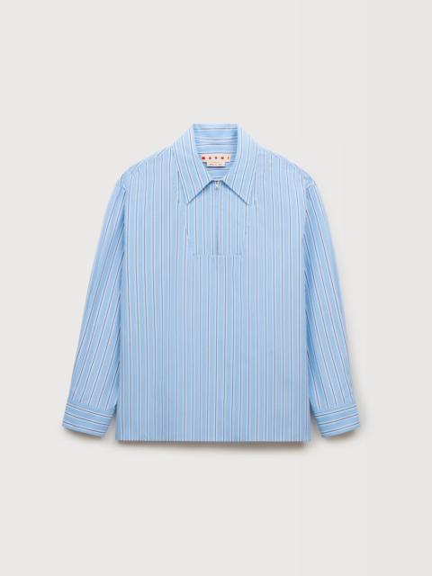 Marni LIGHT BLUE STRIPED POPLIN SHIRT WITH ZIPPER BIB
