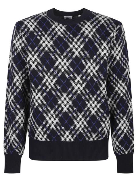Burberry Burberry Men Checked Knitted Crewneck Jumper