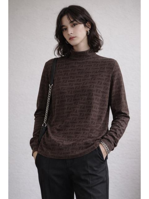 FENDI Vintage Fendi FF Monogram Zucca Print Zip Neck