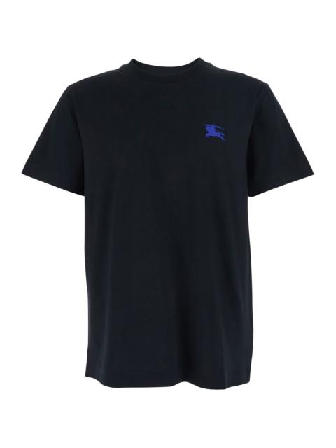 Burberry Burberry Men Black Cotton Embroidered Logo T-Shirt For Men