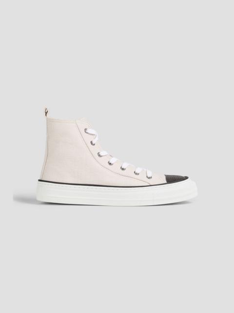 Brunello Cucinelli Bead-embellished canvas high-top sneakers
