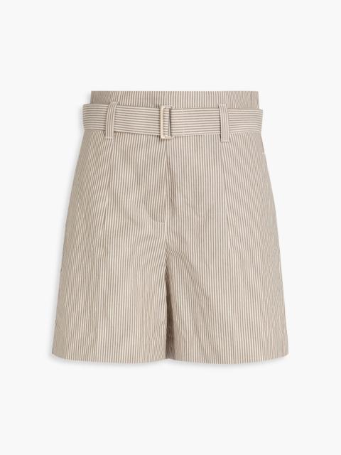Brunello Cucinelli Striped cotton and linen-blend twill shorts