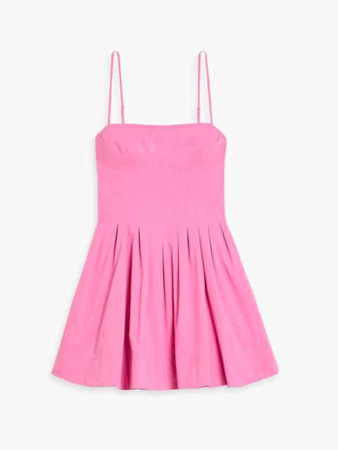 SIMKHAI Kitt pleated cotton-blend poplin mini dress